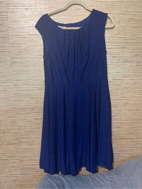 London Style Royal Blue Eyelet Midi Dress